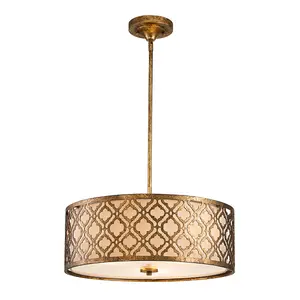 Elstead Arabella 3 Light Large Round Ceiling Duo-Mount Pendant Gold, E27