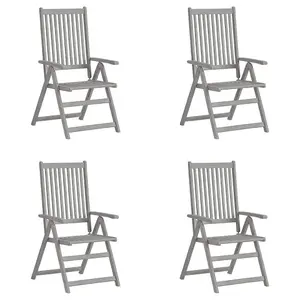 Berkfield Garden Reclining Chairs 4 pcs Grey Solid Acacia Wood