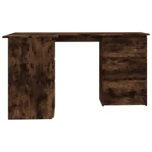 Berkfield Corner Desk Smoked Oak 145x100x76 cm Engineered Wood