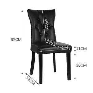 Dining Chair Set of 2 Black PU Leather High Backrest Dining Chairs