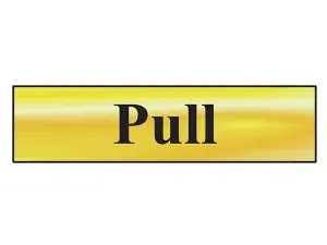 Self-Adhesive Scan Pull Sign - Polished Brass Effect 200 x 50mm