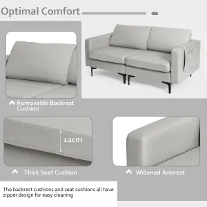 Costway Modern Upholstered Loveseat Sofa 2-Seat Sofa Couch w/ Seat Cushions