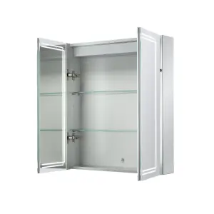 Sensio Harlow Wall-mounted Illuminated Mirrored Bathroom Cabinet with shaver socket (W)600mm (H)700mm