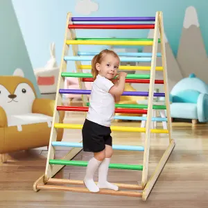 Costway Wooden Foldable Triangle Climber Step Training Ladder Pikler Toddler With Ramp