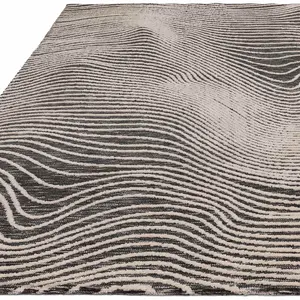 Modern Black Abstract Easy to Clean Rug for Living Room Dining Room & Bedroom-160cm X 230cm