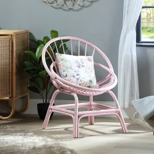 Moon Chair Indoor Rattan in Pink (H)84cm x (W)75cm x (D)63cm