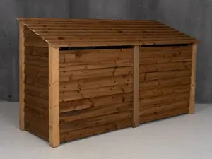 Wooden log store (roof sloping back) W-227cm, H-126cm, D-88cm - brown finish