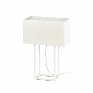 Luminosa Vesper 2 Light Table Lamp White with Beige Shade, E27