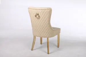 A Pair of Velvet Dining Chairs with Golden Legs in Grey