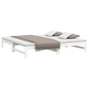 Berkfield Pull-out Day Bed White 2x(100x200) cm Solid Wood Pine