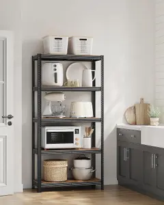 SONGMICS 5 Tier Shelving Unit, Industrial, Adjustable Shelves, High Load Capacity, Rustic Brown and Black