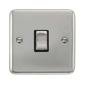 Curved Polished Chrome 1 Gang 20A Ingot DP Switch - Black Trim - SE Home