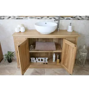 Edmonds Solid Oak 123mm Free-Standing Vanity Unit