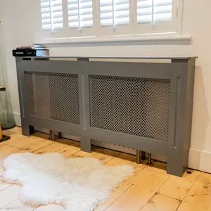 Matt Grey Diamond Radiator Cover - Extra Large