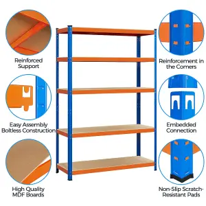 Yaheetech 5 Tier Adjustable Storage Shelf Orange Blue