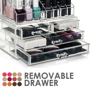 GLAMSMAKED 4-Drawer Transparent Acrylic Makeup Organizer for Clear Cosmetic Storage