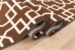 Smart Living Heavy Duty Machine Washable Runner for Hallway, Kitchen Non Slip Floor Mats, Door Mat 80cm x 150cm - Brown Cream