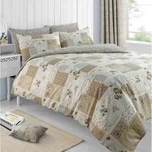 Rasheema Duvet Set Natural / Floral Patchwork Maya / Super King - 3 Standard Pillowcases