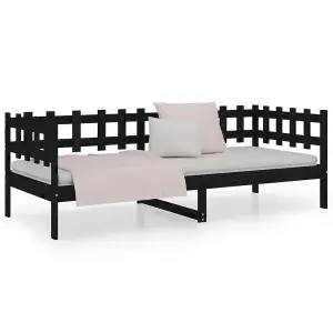 Berkfield Day Bed Black 90x200 cm Solid Wood Pine