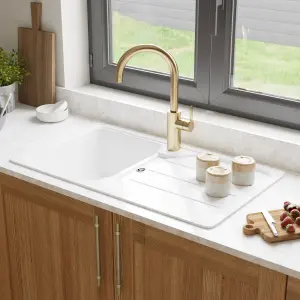 GoodHome Zanthe Brass effect Kitchen Side lever Tap