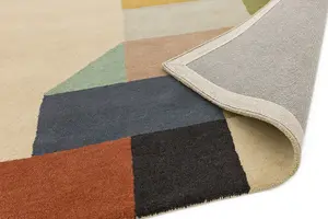 Modern Multi Handmade Luxurious Wool Easy to Clean Abstract Geometric Rug For Bedroom Dining Room And Living Room -200cm X 290cm