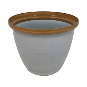 25cm Honey Pot Planter Cream Beige Gloss Round Plastic Plant Flower Garden Patio