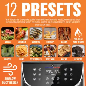 1800W 5.5L XXL Air Fryer - Oven Oil Free Air Fryers with Rapid Air Technology for Healthy Fast Cooking & 55% Energy-Saving