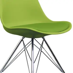 Soho Green Plastic Dining Chair with Chrome Metal Legs