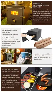 NJ Portable Freestanding Cooker Heater Wood Stove Camping