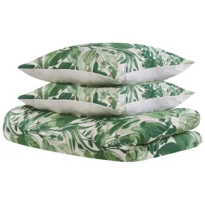 Duvet Cover Set GREENWOOD 155 x 220 cm Cotton Sateen Green