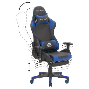 Gaming Chair Faux Leather Blue VICTORY