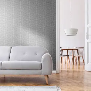 Muriva Grey Geometric Metallic & glitter effect Embossed Wallpaper