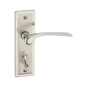 URBNLIVING 159mm Length 2 Pcs Como Dual Metal & Satin Nickel Lever Latch Bathroom Door Handles Set