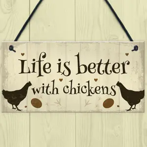 Red Ocean Life Is Better Funny Chicken Sign For Hen House Chicken House Garden Sign