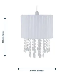 First Choice Lighting Voile 25cm Jewelled White Ribbon Pendant Shade