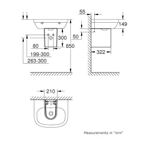 Grohe Euro Wall-mounted Semi pedestal (H)30cm (W)21cm