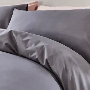 Pure Cotton Duvet Cover Set Charcoal / Single - 1 Pillowcase (45 x 80 cm)