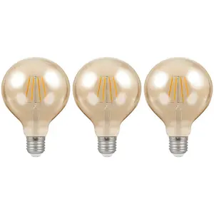 Crompton Lamps LED G95 Globe 5W E27 Dimmable Filament Extra Warm White Antique Bronze (40W Eqv) (3 Pack)