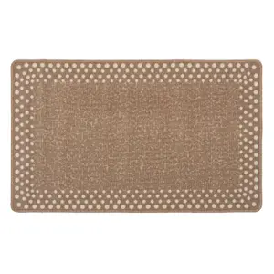 Beige Polka Dot Bordered Non Slip Washable Kitchen Utility Mat 120x160cm