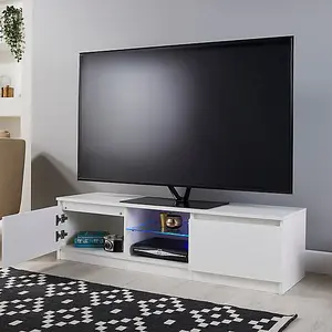 Modern White 140cm Matt Gloss TV Stand Cabinet Suitable for 40 49 50 55 65 Inch 4K LED Flat Screen TV's