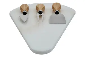 Maison by Premier Kindia White Fan Shaped Marble Cheese Board with 3 cutters