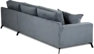 FIRAGO CORNER RIGHT HAND SOFA GREY FABRIC VELVET