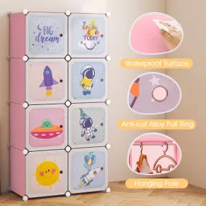 Costway Portable Kids Wardrobe 8-Cube Baby Closet Dresser Children's Storage Organizer