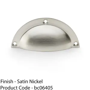 Half Moon Cup Handle - Satin Nickel 86mm Centres Solid Brass Shaker Drawer Pull