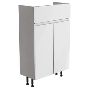 Westport Slim Slimline Gloss White Double Freestanding Bathroom Vanity unit (H) 820mm (W) 495mm