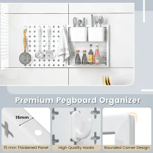 Costway Pegboard Wall Organizer Kit Wall Mount Display 2 Pegboard Panels Kits Storage