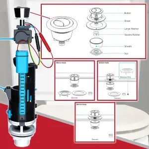 SPARES2GO Universal Auto Flush Toilet Valve 1.5" 2" Touchless WC Cistern Dual Sensor Button Kit