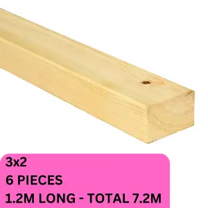 3X2 Plane Scant Timber Wood 50x75mm 1.2m x 6 Total 7.2M