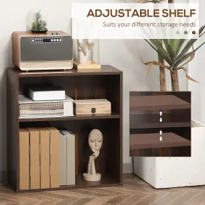 HOMCOM Bookshelf Display Storage Shelf with 2 Compartments for Study Walnut