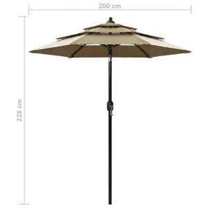 Berkfield 3-Tier Parasol with Aluminium Pole Taupe 2 m